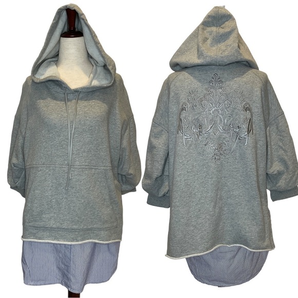 3.1 Phillip Lim French Terry Combo Hoodie Sweatshirt Size Small - Picture 2 of 13